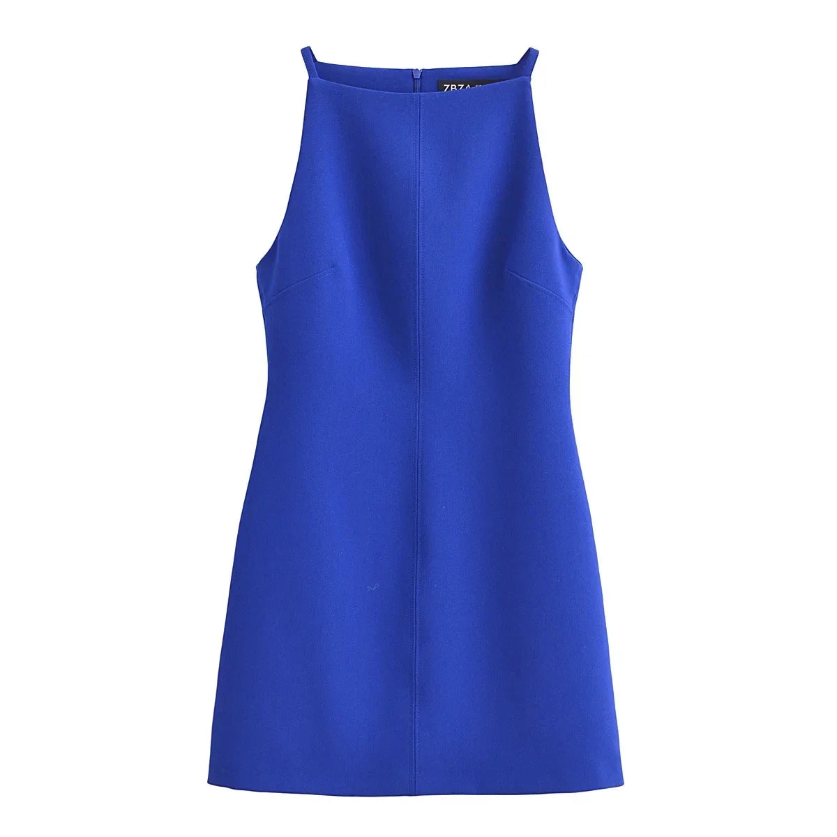 Summer Off-Shoulder Slip Dress | Sexy Solid Color Sleeveless TANK Gown | Elegant High Street Zipper Accent Above Knee Mini Dress | Premium Tatting Regular Fit Straight Luxegan