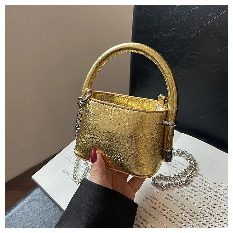 Luxury Women's Summer Mini Square Bag | Fashion HARD PU Leather Shoulder Crossbody Purse with Chain Detail Luxegan