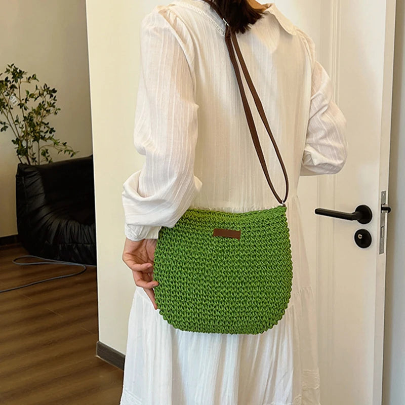 Summer Straw Saddle Bag | Handmade Woven Crossbody Purse Luxegan