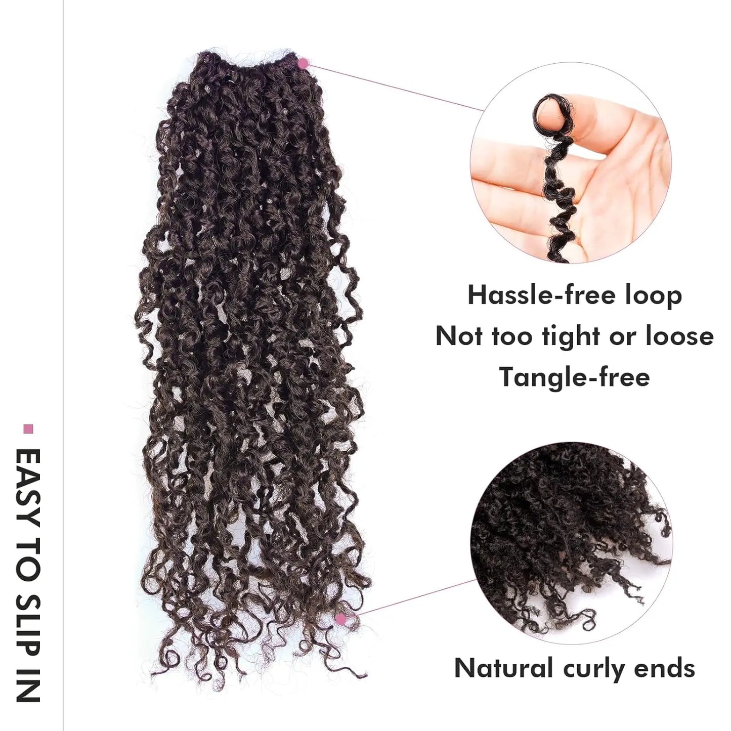 Yanky Twist Crochet Hair – Fluffy Pre-Looped Spring Mini Twist & Passion Twist Braiding Hair - view 3
