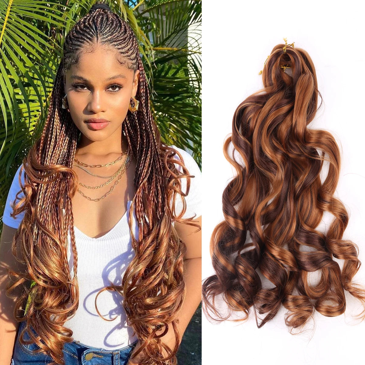French Curly Crochet Braiding Hair - Ombre Spiral Curls - Pre-Stretched Synthetic Hair Extensions