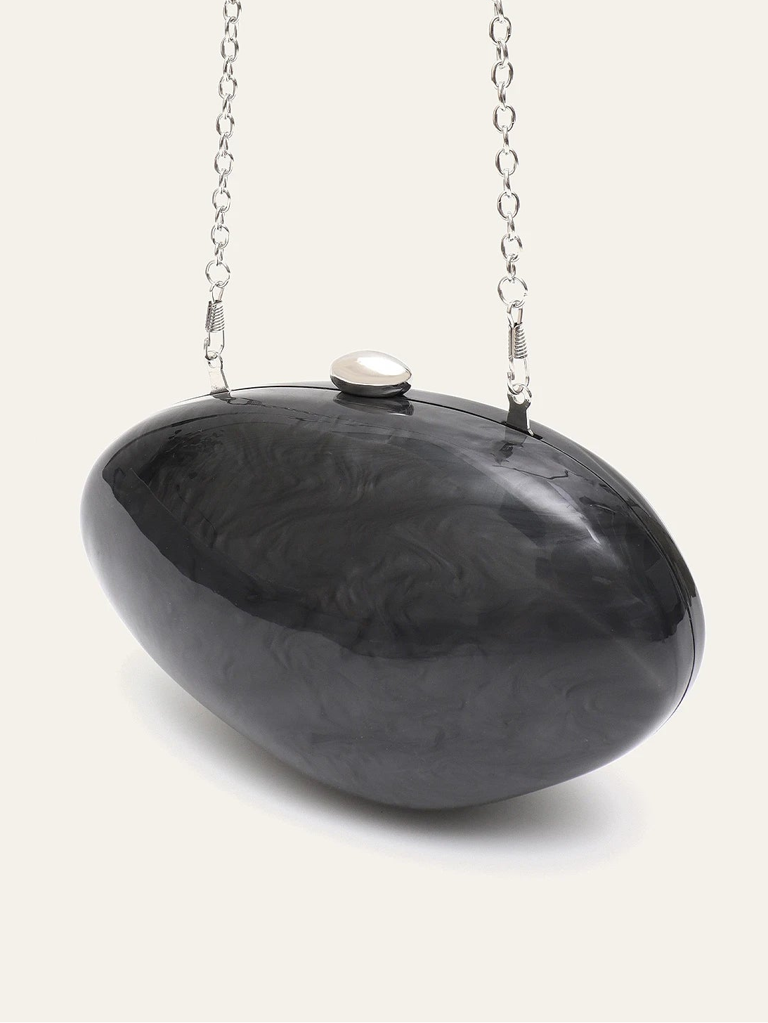 Acrylic Solid Minaudiere | Glamorous Shell Shaped Long Chain Evening Bag Luxegan