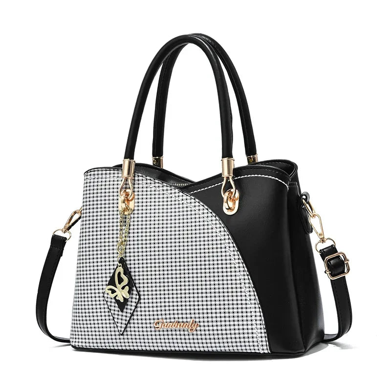 Fashion Splicing Pattern Ladies Handbags | Luxury Designed Quality PU Leather Tote & Crossbody Luxegan