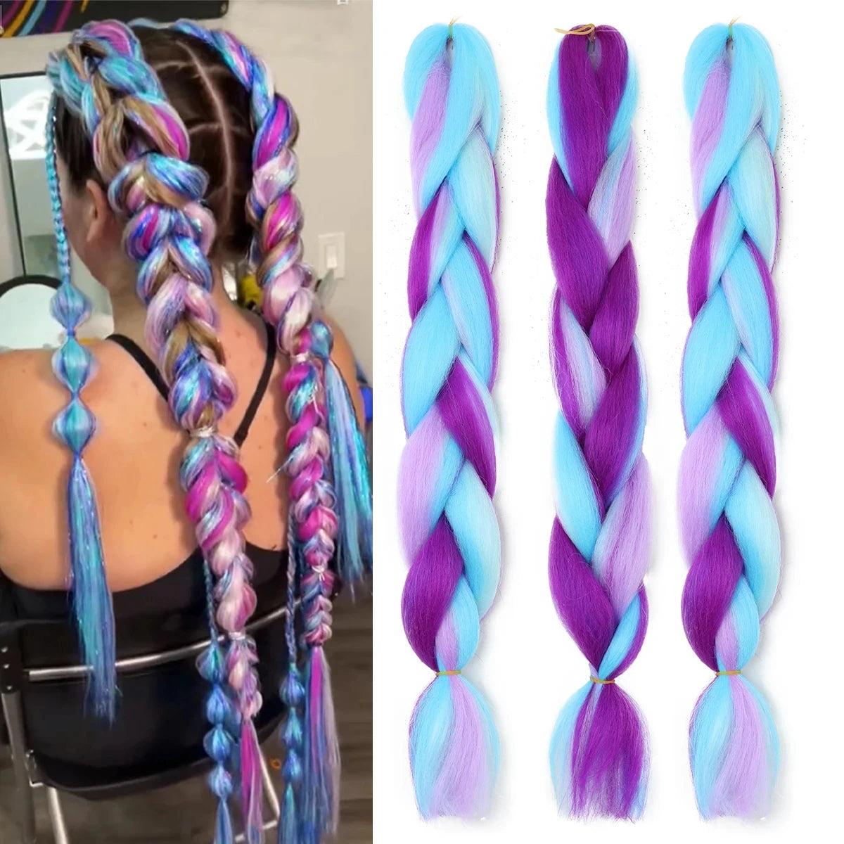 24 Inch Synthetic Yaki Kanekalon Braiding Hair – Kinky Straight | Ombre Piano Colors | Jumbo Braid - view 17