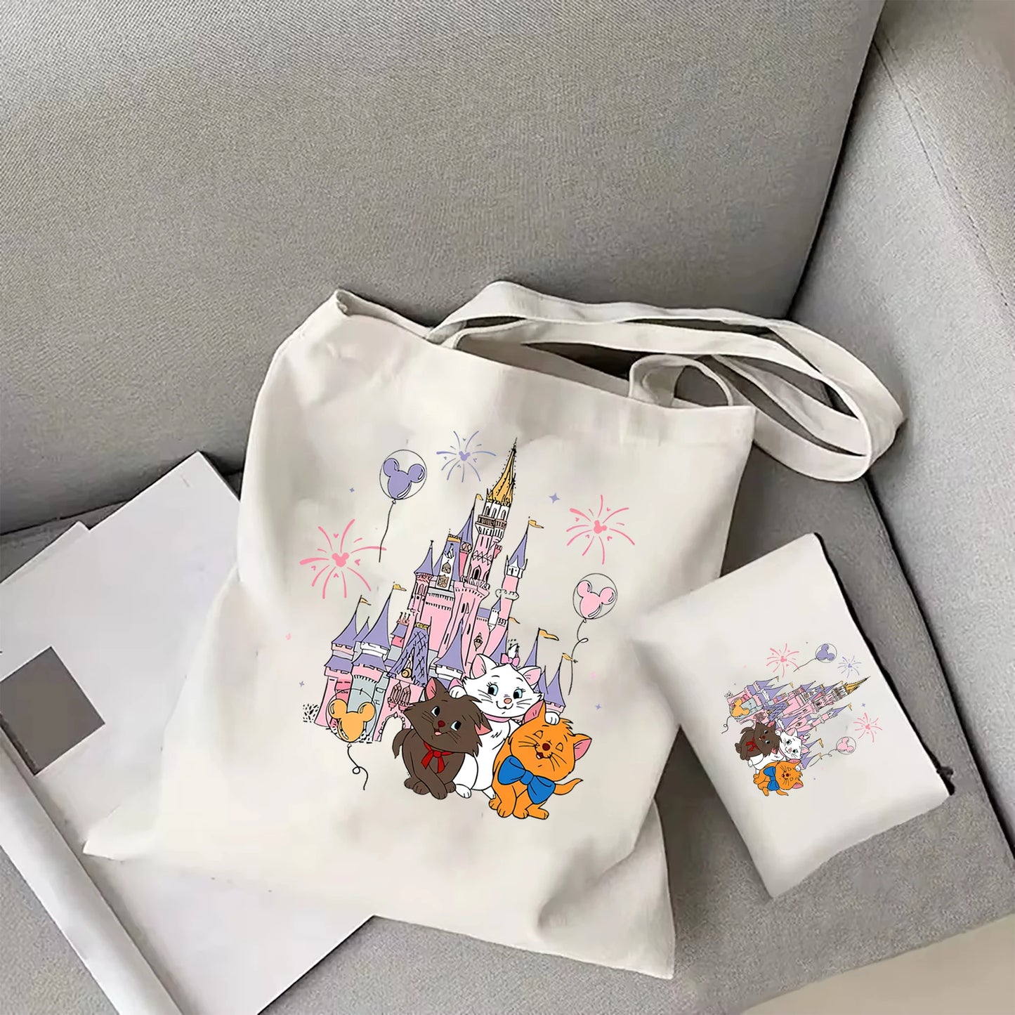 Disney The Aristocats Marie Cat Women's Shoulder Bag | Cute Cat Reusable Shopping Bag (Large Capacity Portable Travel Tote) Luxegan
