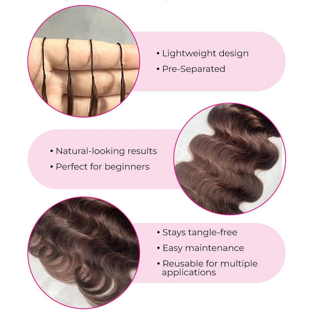 Chocolate Brown Human Hair Body Wave Crochet Extensions | Feathered Crochet Hair Luxegan