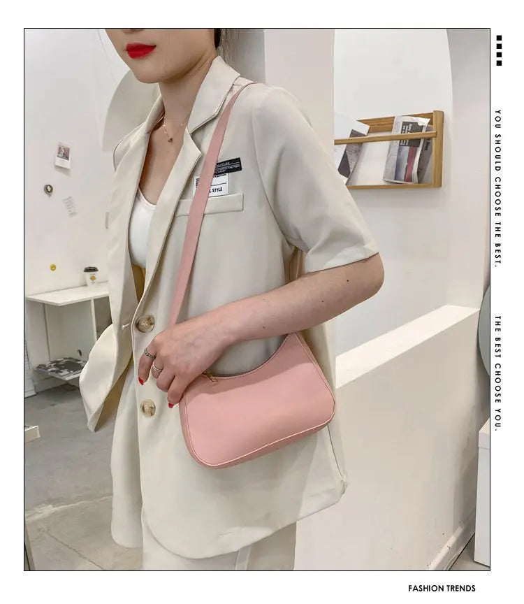 Retro PU Leather Shoulder Bag | Casual Solid Color Underarm Hobo Purse Luxegan