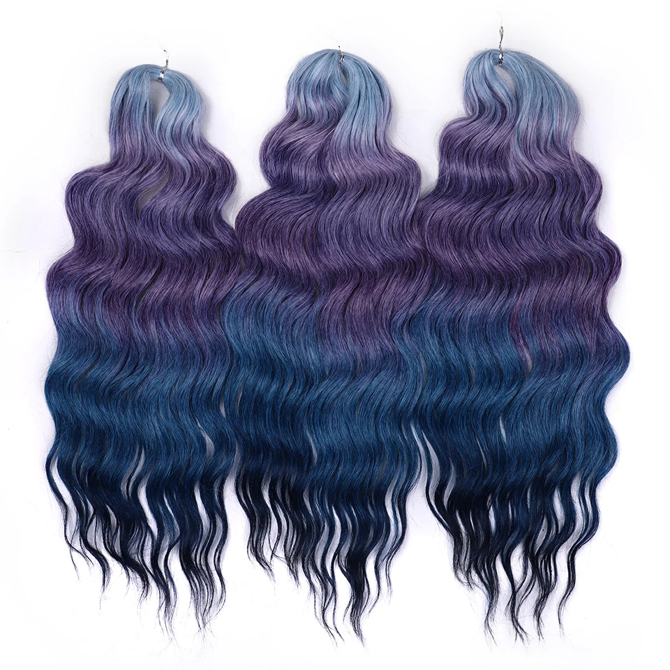 Synthetic Anna Curl Water Wave Crochet Braiding Hair – 24 Inch | 300g | 60 Strands | 88 Ombre & - view 60