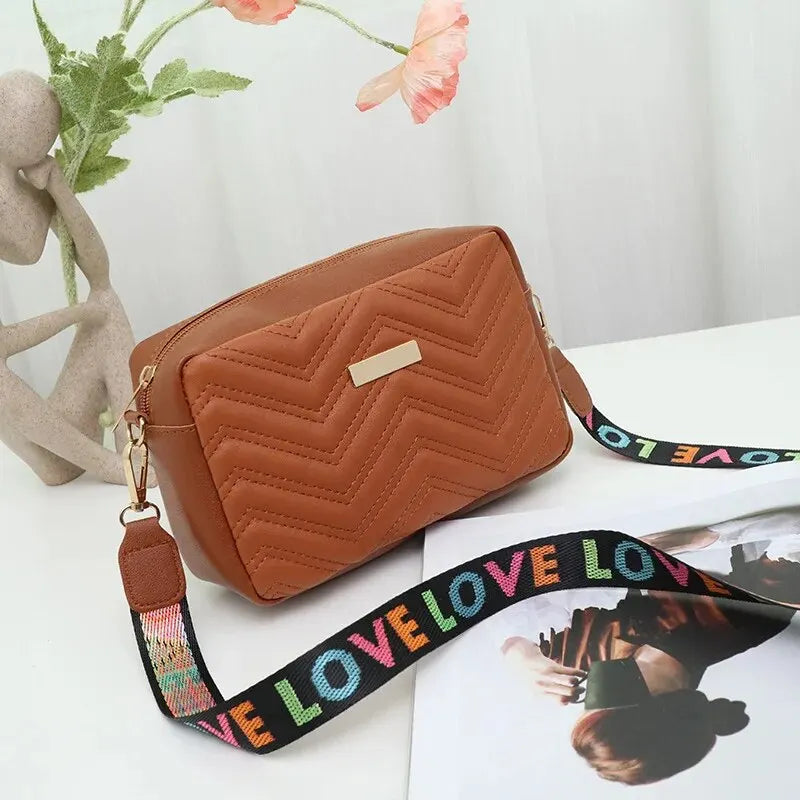 Embroidered Camera Bag | PU Material Casual Small Square Bag & Versatile Single Shoulder Bag Luxegan