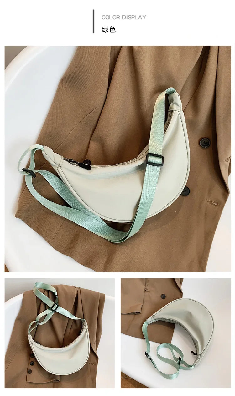 Solid Color Chest Bag for Women | Large Capacity Travel Crossbody & Half Moon Belt Bag (Ladies Daily Street Fanny Pack)Luxegan