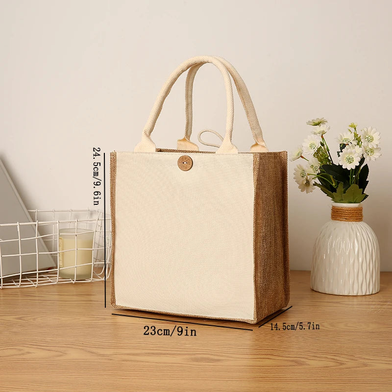 New Linen Handbags | Large Capacity Jute Shopping Bag & Travel Organizer Luxegan