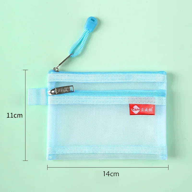 Bolsos cuadrados de nailon de doble capa con cremallera, monederos, carteras, tarjeteros para identificación bancaria y tarjetas de crédito, licencia B8, bolsas de almacenamiento con bolsillo