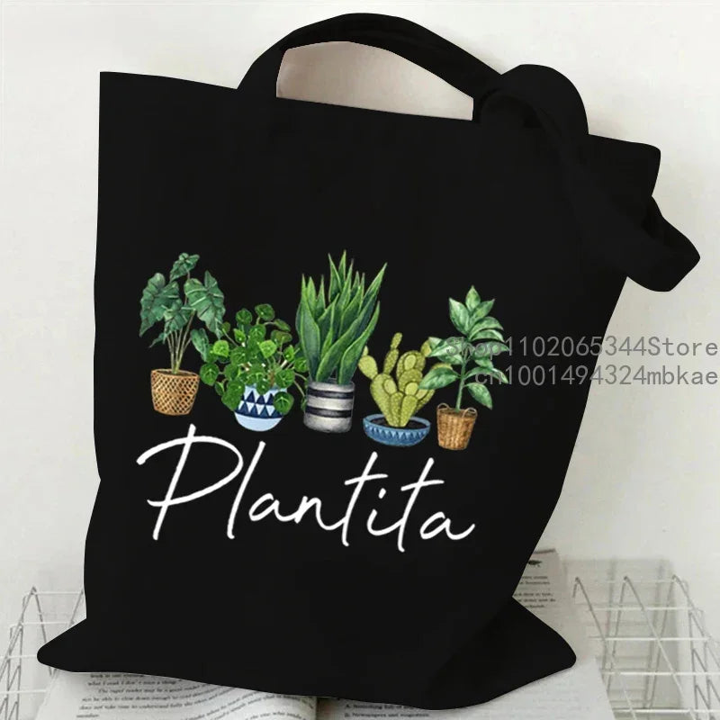 Soft Canvas Floral Cartoon Tote | Unisex Garden Print Shoulder Bag Luxegan