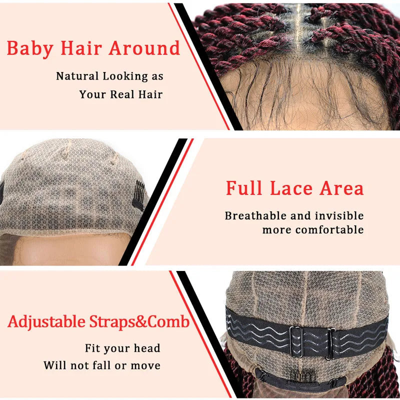 Goddess Faux Locs & Senegalese Twist Lace Front Wig | Box Braids | Full Lace Frontal | Synthetic Braids Luxegan