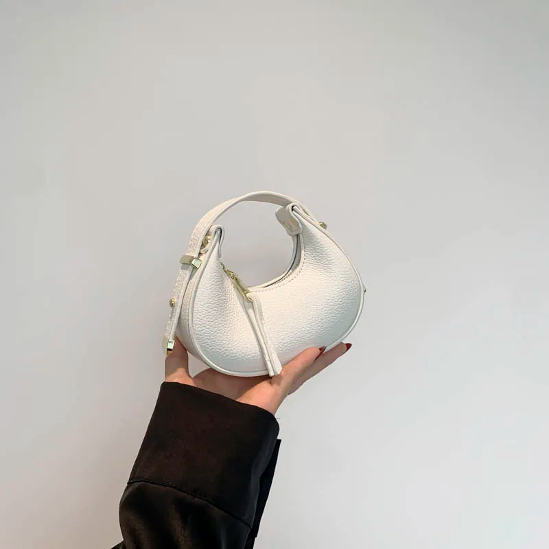 New Y2K Mini Half Moon Handbag | Fashion PU Leather Phone Bag & Day Clutch | Trendy Green Lipstick Bag for Women | Minimalist Solid Color Small Shoulder Bag (Model 8089) Luxegan