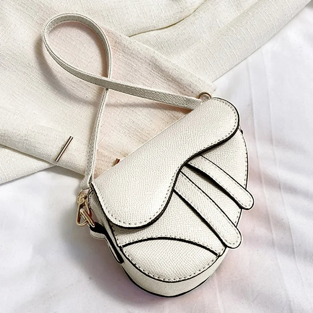 Women’s Denim Pattern Saddle Bag | Sophisticated Contrasting Color Splicing Messenger | Elegant Designer Underarm & Crossbody Handbag | "Dignified" Soft Polyester Satchel for Versatile Trend Styling Luxegan