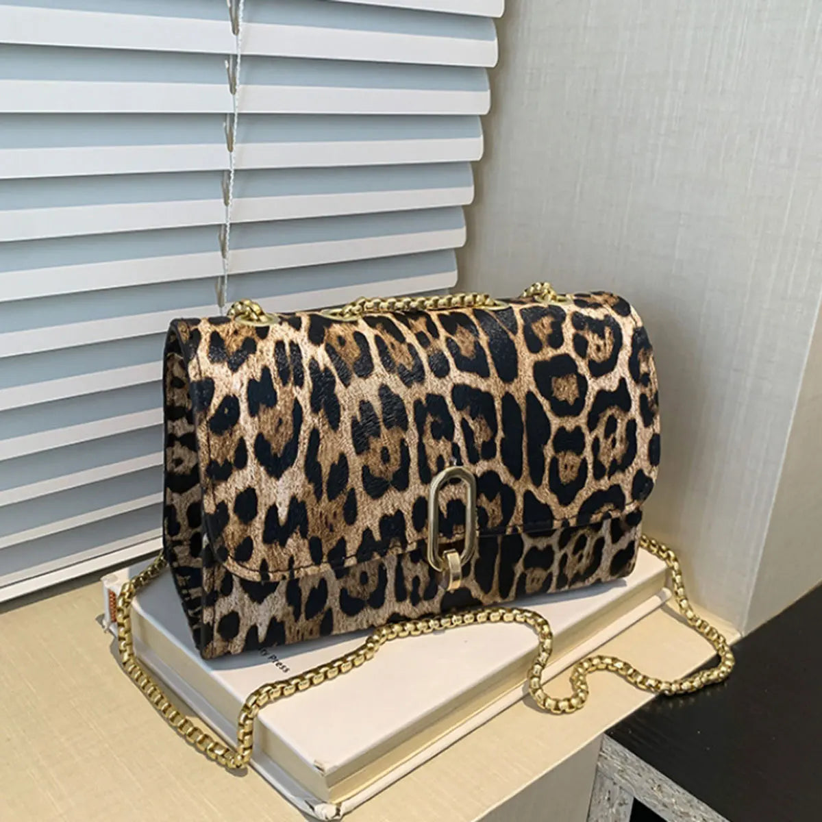Leopard Print Fashion PU Shoulder Bag | Retro Chain & Crossbody Luxegan