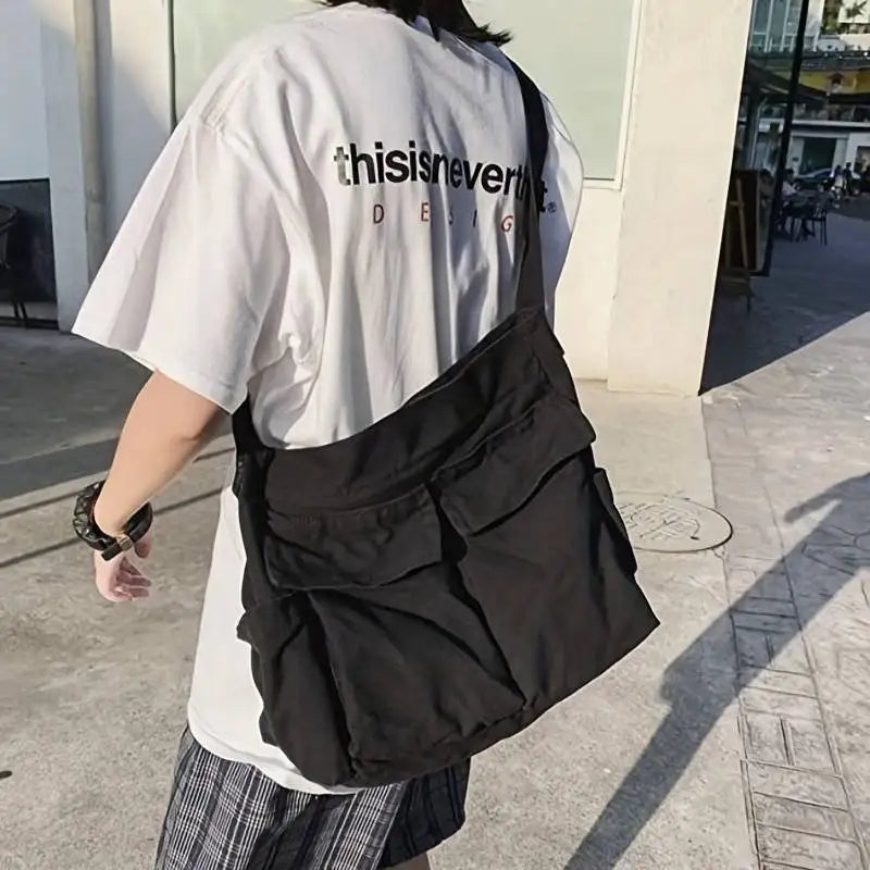 Stylish Canvas Messenger Sling Bag | Multi-Pocket Everyday Shoulder Bag | Unisex Casual Tote for Travel and Daily Use Luxegan