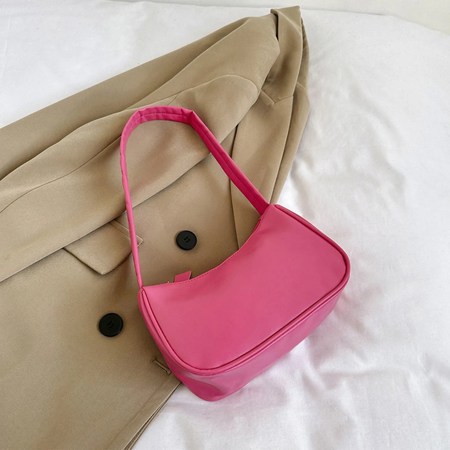 Retro Women's Solid Color Zipper Phone Bag | Hand Bag, Shoulder Bag & Armpit Bag (Mochilas Para Mujer, Mochila Y2k) Luxegan