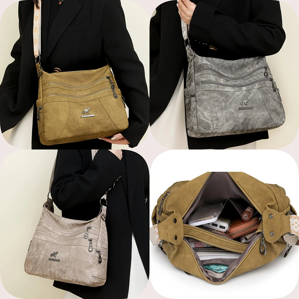 Vintage Style Shoulder Bag | Multi-Layer Crossbody Bag & Casual Faux Leather Handbag Luxegan