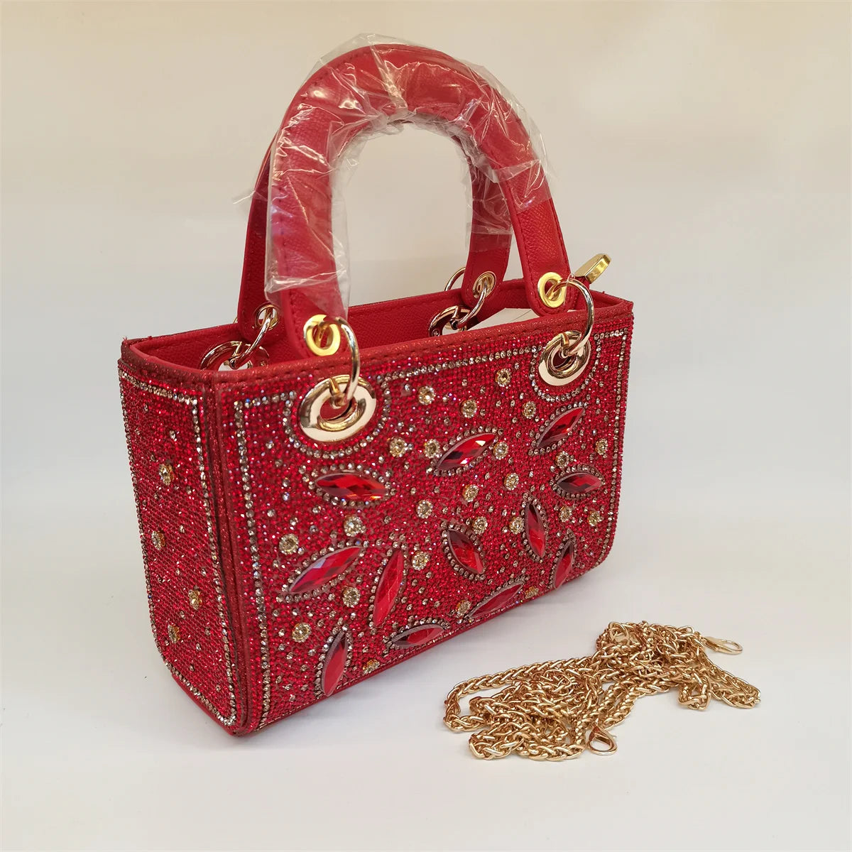 Soft Rhinestone Embellished Evening Bag | Fashion Chain Clutch Luxegan