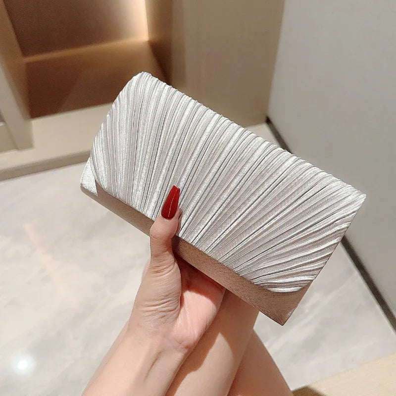 Satin Minaudiere | Luxury Rhinestones Chain Wedding Clutch & Lady Handbag