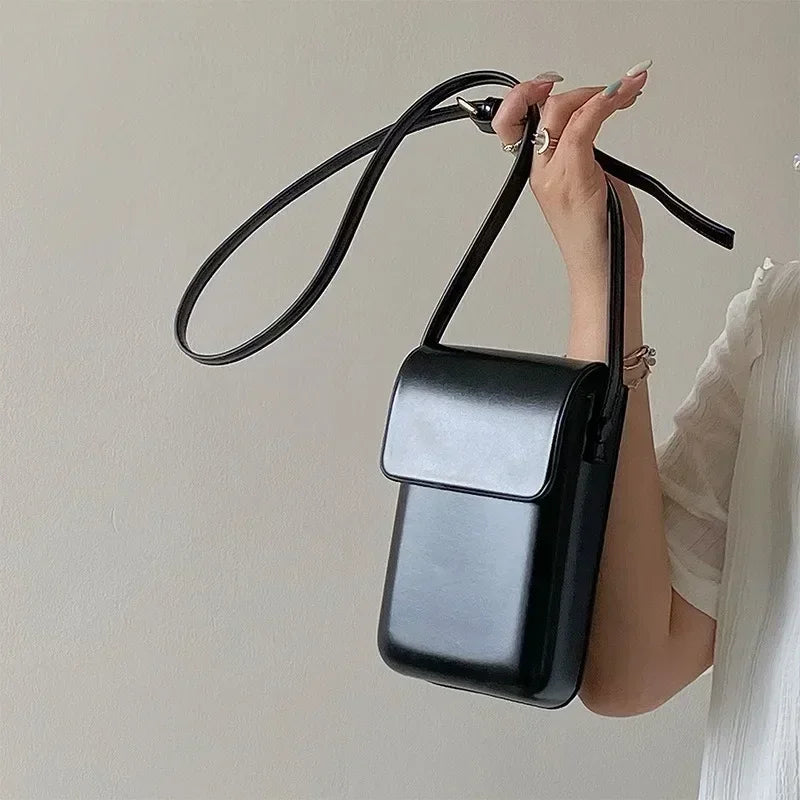 Mini PU Leather Crossbody Bag | Simple Flap Shoulder Purse Luxegan