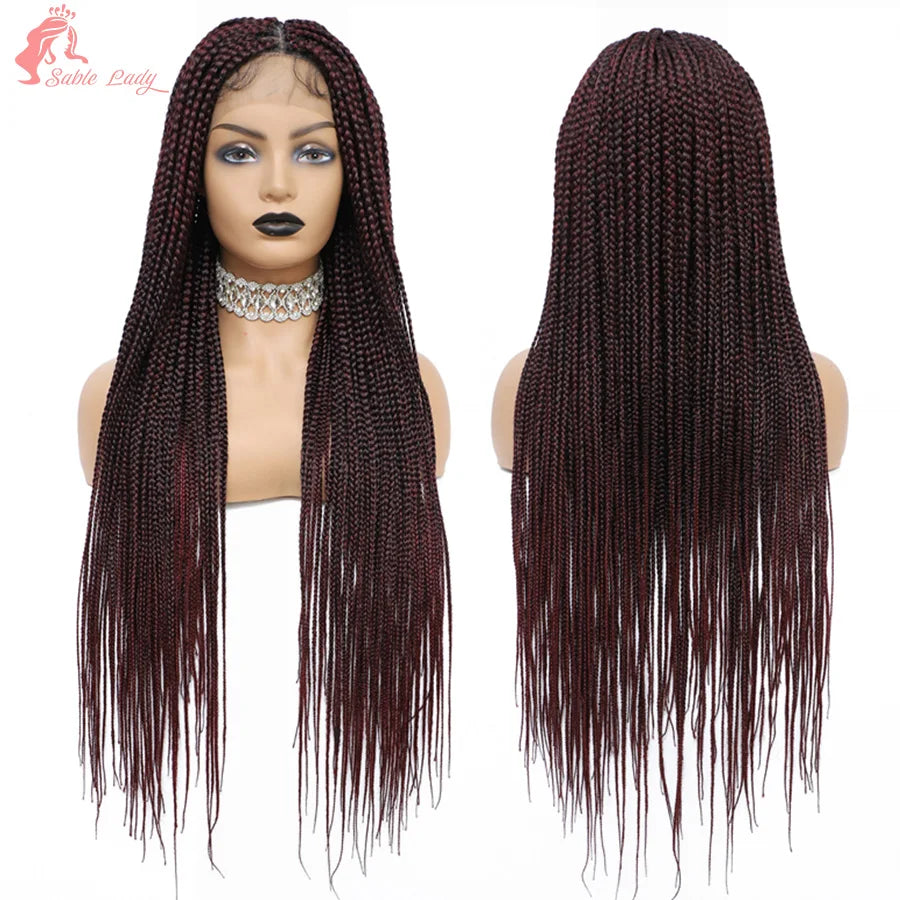 36 Inch Goddess Knotless Box Braids Cornrow Wig | 360 Full Lace