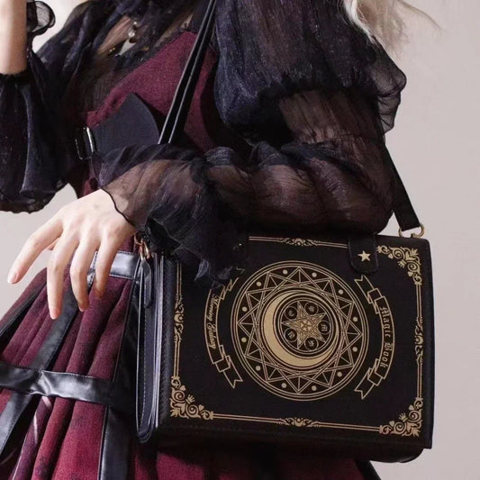 Y2K Korean Gothic Square Black Shoulder Bag | Harajuku Vintage Aesthetic Purses & Luxury Designer Handbags (Messenger Tote Bags for Women) Luxegan