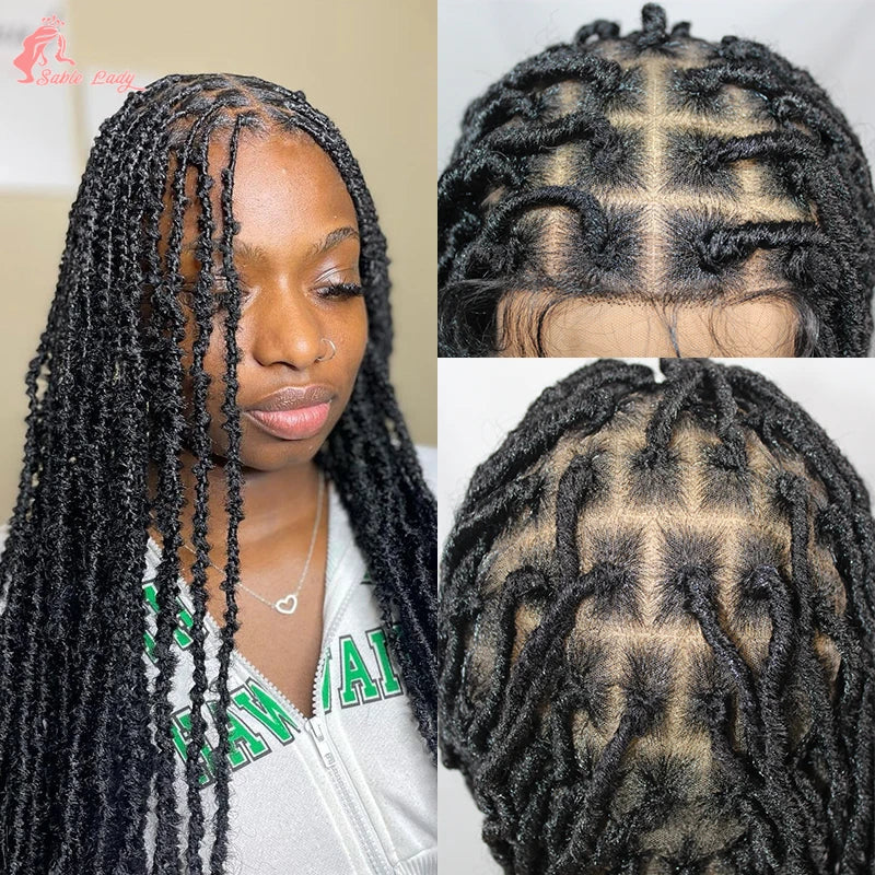 Long 40" Synthetic Knotless Braided Wigs Dreadlock Locs Braids Wigs for Black Women Twist Box Braids Full Lace Front Wig African Luxegan