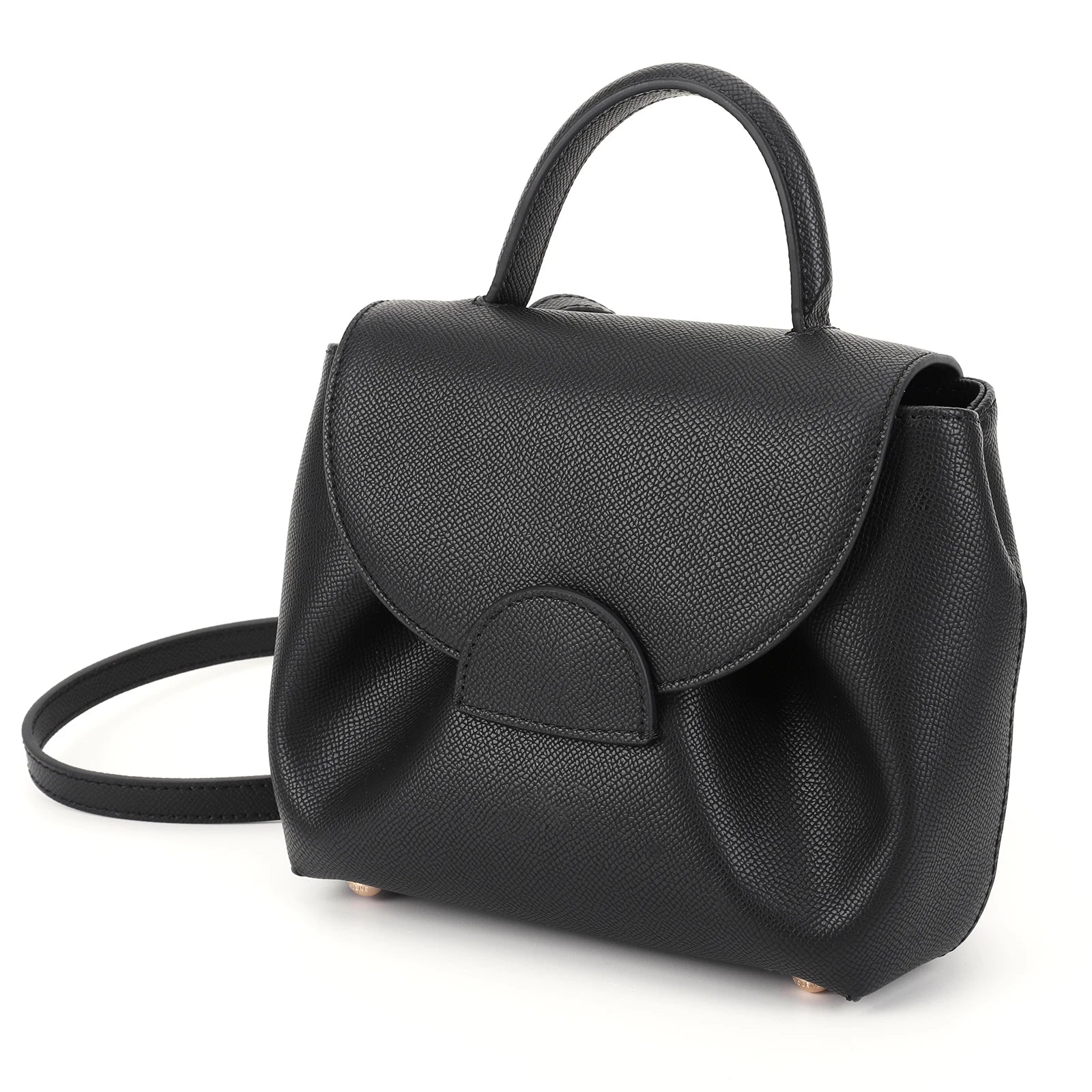 French Cowhide Small Satchel | Retro Trend Mini Crossbody Bag for Women (Classic Solid Flap Top-Handle Luxury Designer Handbag) Luxegan