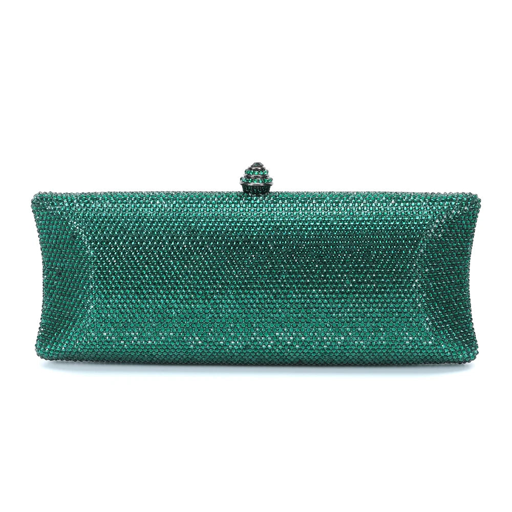 Colorful Diamond Gala Evening Bag | Sophisticated Rhinestone Party Clutch | Elegant Metallic Dinner Purse | "Dignified" Hard-Shell Bridal Handbag for Versatile Occasion Styling Luxegan