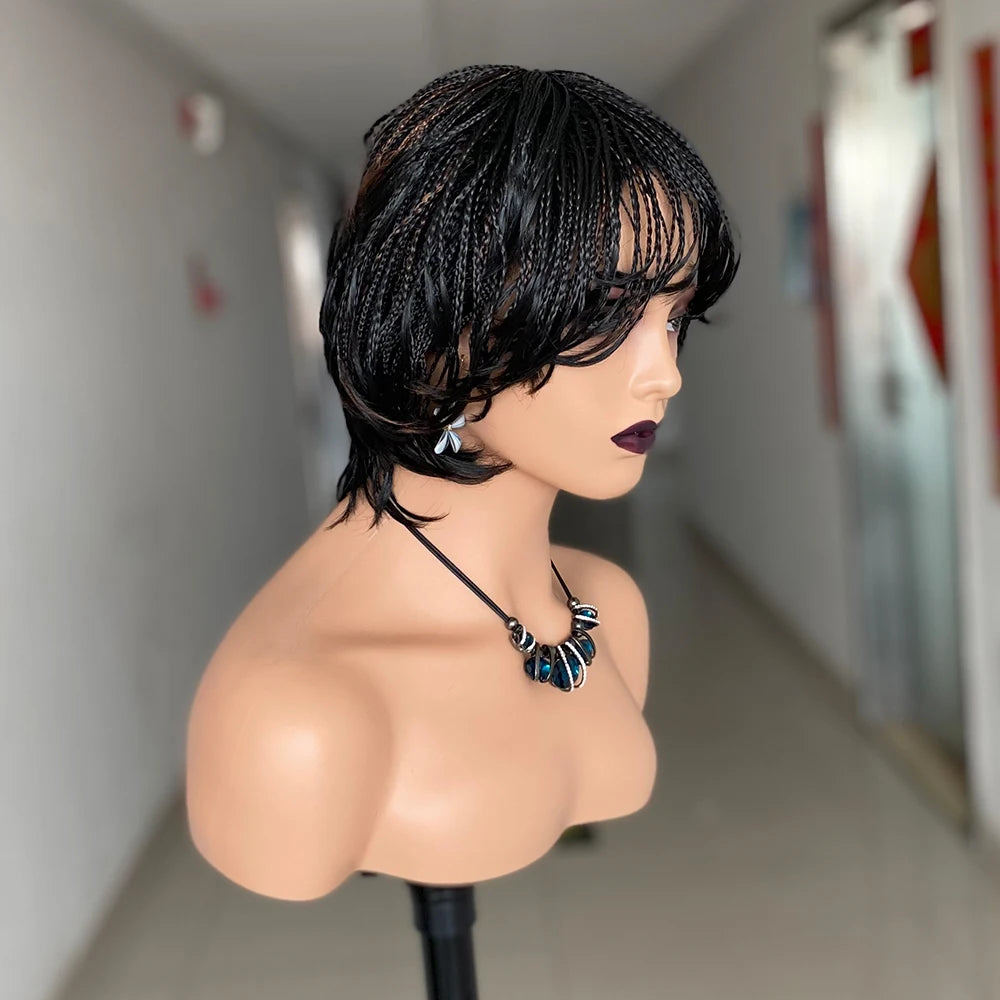 Pixie Cut Box Braided Twist Wig | Crochet Braids | 1B