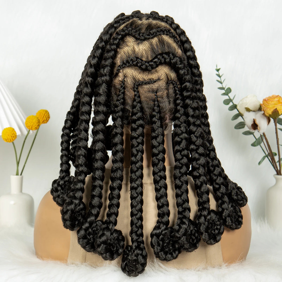 14 Inch Jumbo Bantu Knotless Box Braided Wig | Full Lace Cornrow