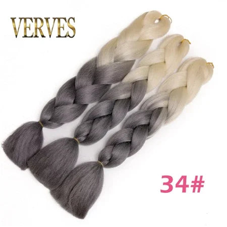 Synthetic Jumbo Braid Kanekalon Braiding Hair 24in | Ombre & Solid Colors | 100g
