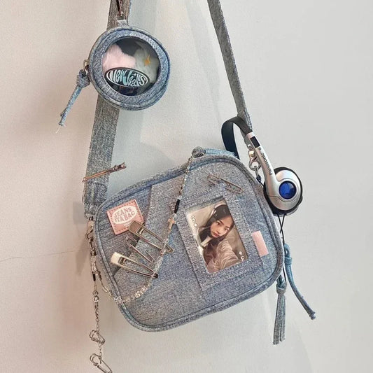 Y2K Vintage Denim Bag | Soft Square Handbag & Messenger Luxegan