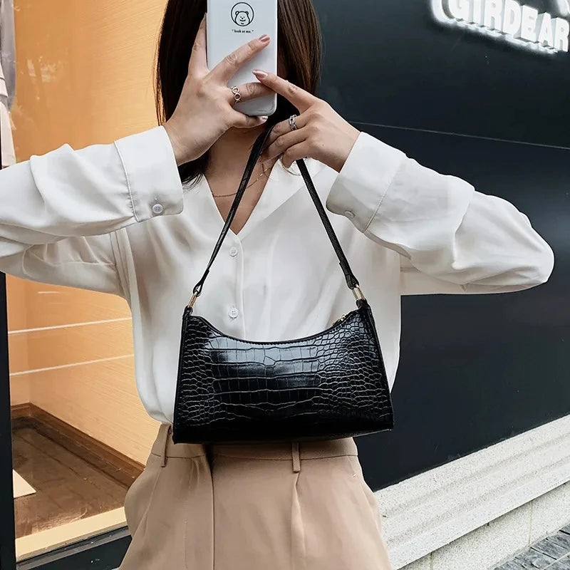 French Style PU Leather Baguette | Simple Underarm Shoulder Purse Luxegan