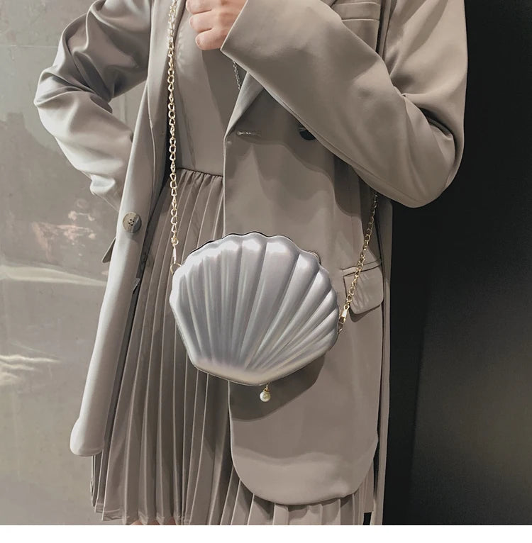 PVC Sequined Shell Crossbody Bag | Cute Chain Shoulder & Phone Money Pouch Luxegan