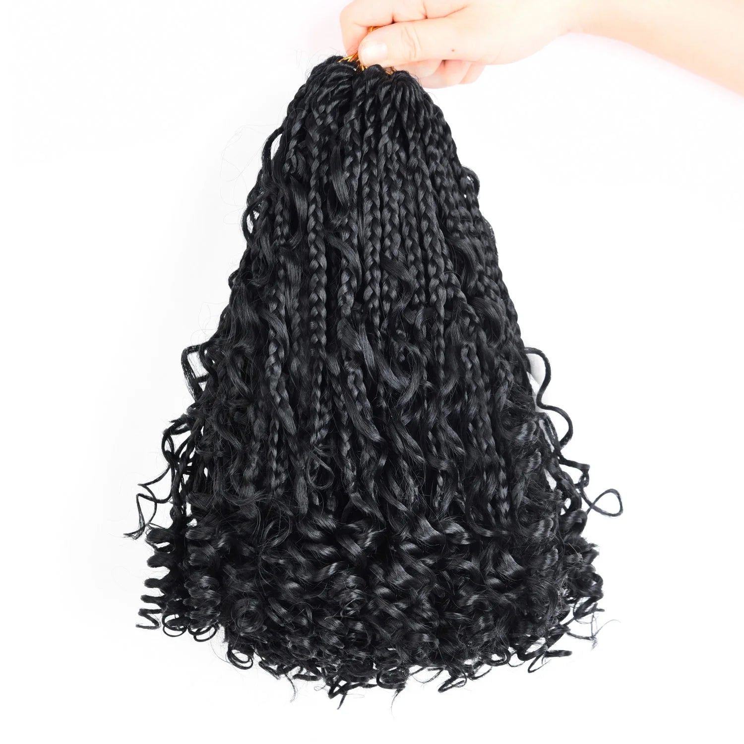 10" Bob Goddess Box Braids Crochet Hair | Boho Braids with Curls Luxegan