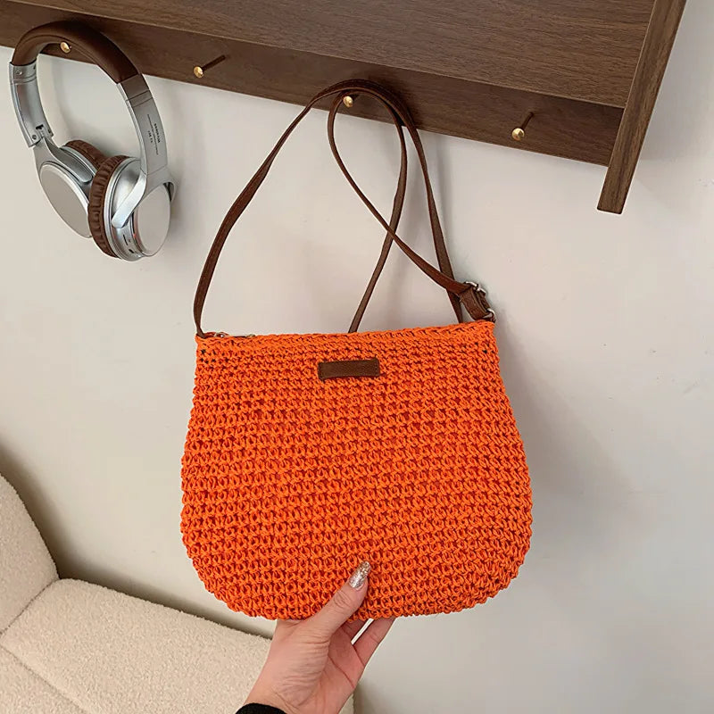Summer Straw Saddle Bag | Handmade Woven Crossbody Purse Luxegan