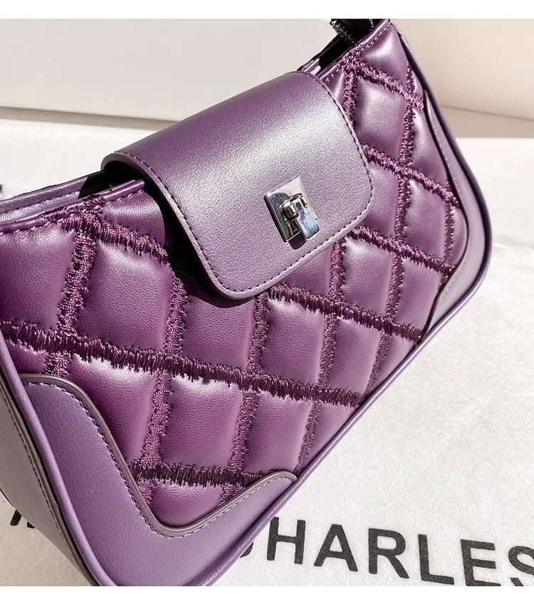 High-Quality Fashion Lattice Diamond Box Bag | Textured Square Saddle Handbag | Women’s Luxury Shoulder & Messenger Purse Luxegan