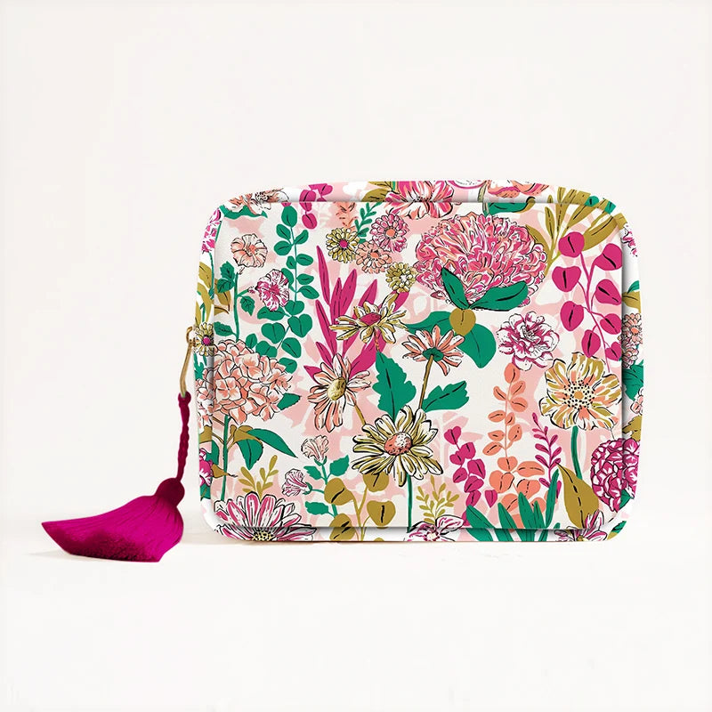 Custom Canvas Print Ladies' Cosmetic Bag | Portable Travel Makeup Storage Pouch | Daily Use Large Capacity Canvas Clutch for Women Luxegan