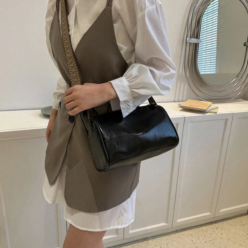 Vintage Soft PU Leather Boston Bag | Fashion Pillow Crossbody Luxegan