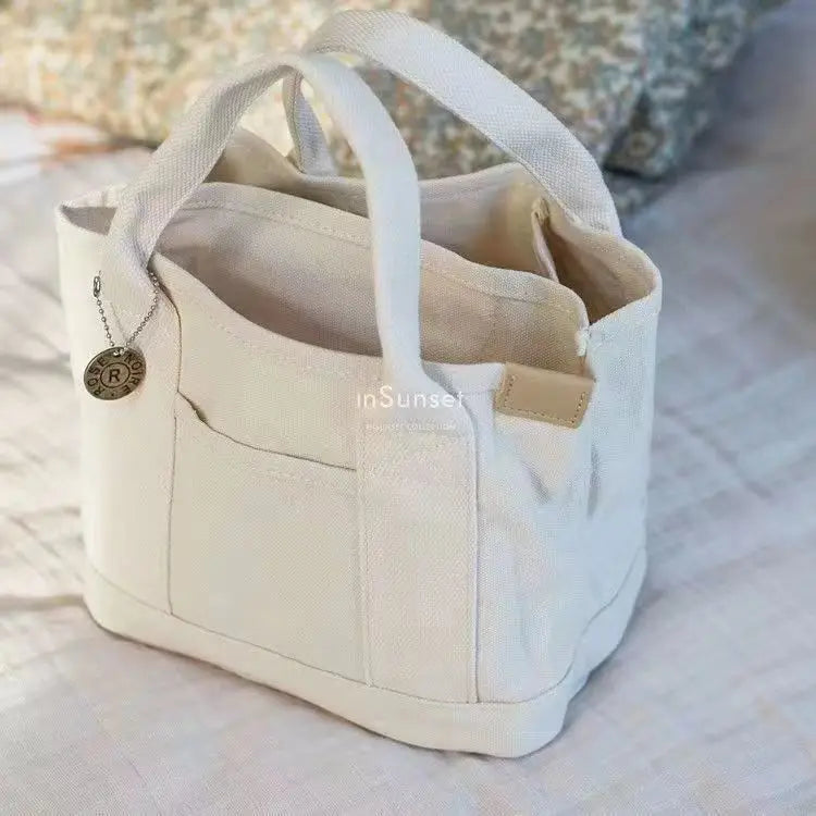 Women's Tote Bag Canvas Sewing Thread | Large Capacity Advanced Sense Handbag & Convenient Practical Female Commuter Bag Luxegan