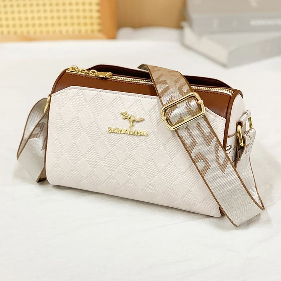 Luxury Checkered Messenger Bag | Soft Square Crossbody Purse Luxegan