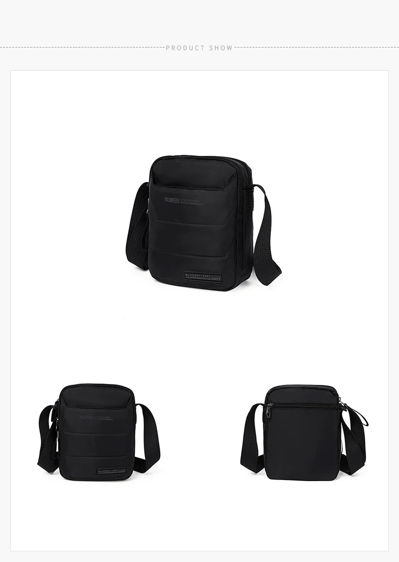 Men's Waterproof Oxford Crossbody Sling Bag | Lightweight Outdoor Hiking & Climbing Shoulder Bag | Compact "Box Shape" Multi-Pocket Utility Pack | Model 1713-12 Casual Phone Pouch Luxegan