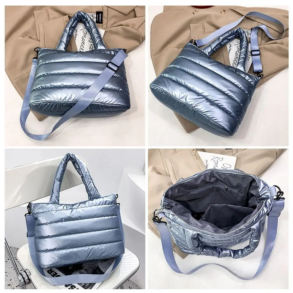 Puffer Tote Bag | Quilted Puffy Handbag & Crossbody Luxegan