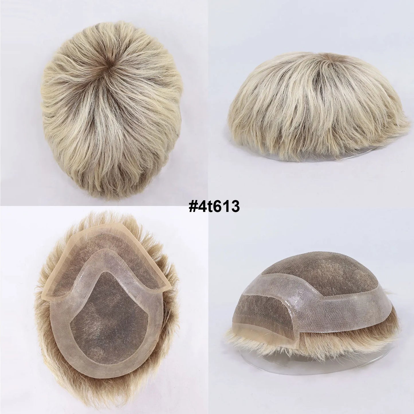 Ombre Platinum Blonde Lace Front Toupee | Sophisticated "Capillary Prosthesis" Silhouette | Dark Roots #613 Remy Human Hair System | "Dignified" High-Performance 8x10 Lace & PU Base for Radiant Versatile Styling Luxegan