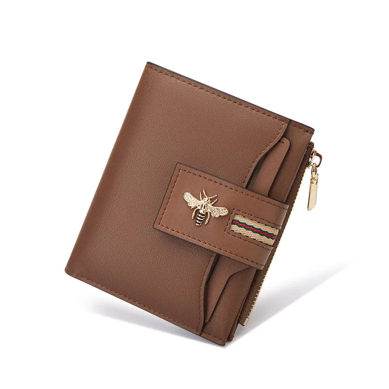 Short Women's Fashion Cowhide Wallet | Personalized Card Holder & Coin Money Bag | Premium Split Leather Bifold with Note Compartment & Photo Holder Luxegan