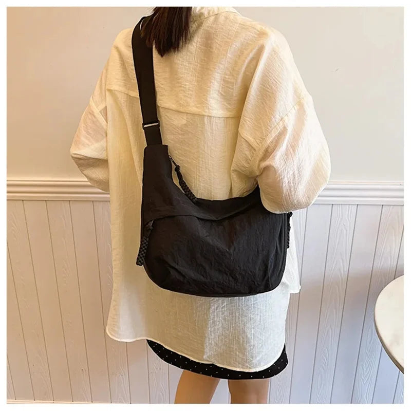 Minimalist Korean Dumpling Bag | Soft Large Capacity Shoulder Tote Luxegan